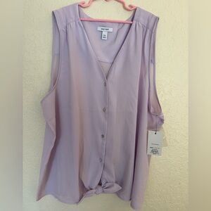 NWT New Nine West Women’s size XXL light purple lavender waist tie top shirt
